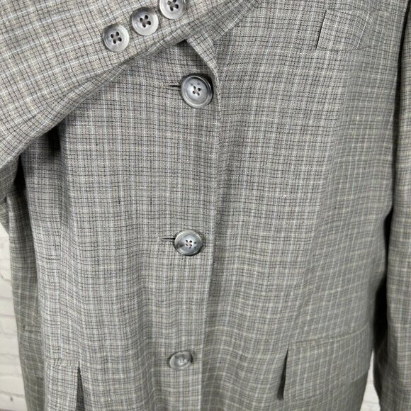 Brooks Brothers Gray Plaid 100% Linen Three Button Blazer Jacket Women’s Size 16 - Picture 7 of 8